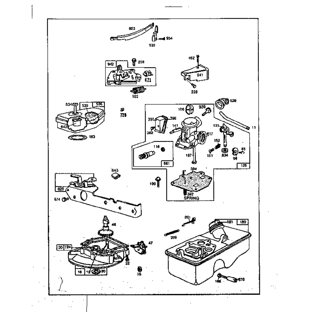 Carburetor No. 92502-3152-01 Diagram and Parts List for 92500-92599 3152-01-3152-01 Briggs and Stratton Engine